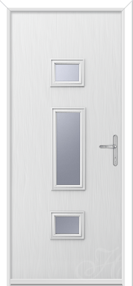 white door with three pieces of glass