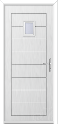 white composite door with one square of glass