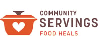 Community Servings Logo: a heart shaped potted in a potted potted with a heart shaped pot