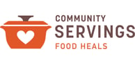 Community Servings Logo: a heart shaped potted in a potted potted with a heart shaped pot