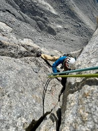 Climbing on Spigolo Vinci
