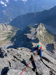 Climbing in the sun — High on the north ridge of Piz Badile