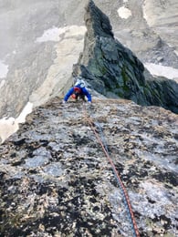 Mauri - Fiorelli, halfway up the slab pitch. Valmasino, Italy