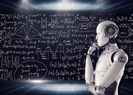 Photo monatge d'un robot en pleine concentration
