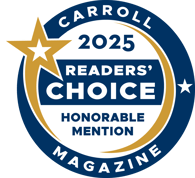 Award form Carroll Magazine for 2025 Readers' Choice Honorable Mention Award for best electrician