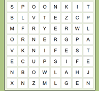 Kitchen Game Word Search
