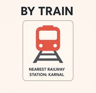 A graphic showing that Karnal is well connected with railways and nearest station is Karnal