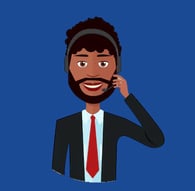 Personagem animado que representa o suporte da empresa.