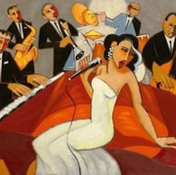 a woman in a white dress and a man in a suit and tie