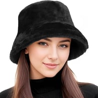 Faux Fur Winter Bucket Hat for Women Men