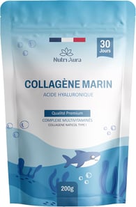 Sachet de collagène marin NutriAura riche en acide hyaluronique