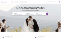 Desktop mockup of DreamWed website hero section showcasing elegant wedding planning platform