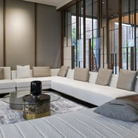 White Living Room Sofa in Fabric