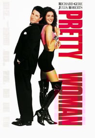 A movie poster of film named Pretty Woman with a man and woman back to back