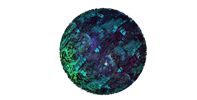a sphere ball with a green and blue background