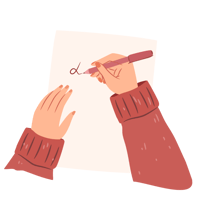 le mani di una ragazza che scrivono una lettera