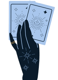 la main d'une personne tirant des cartes