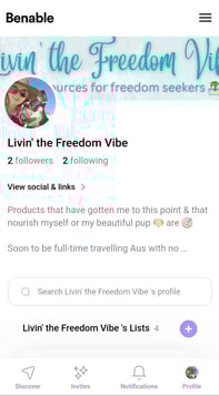Benable profile ~ Livin' the Freedom Vibe