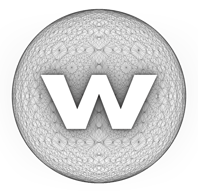 a white and black logo with the letter w in the middle of the image