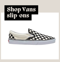 a pair of vans slip - ons with a checkered pattern