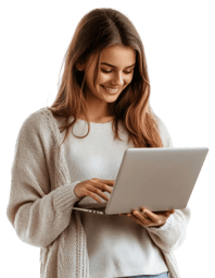 A happy client makes an easy online booking on a laptop