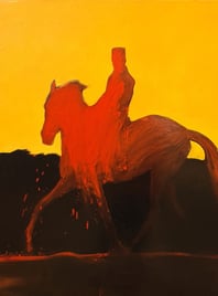 oeuvre d'art animalier- artiste peintre - chevaux cavalier dressage