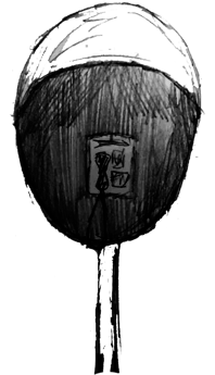 Ilustração de um orelhão/cabine telefônico.