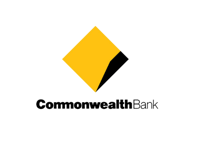 Commonwealth Bank logo with a black and yellow logo with a diamond shaped diamond