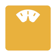 a weight loss scale icon in orange