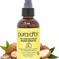 a bottle of organic argan oil