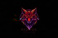 a red fox gaming logo on a black background