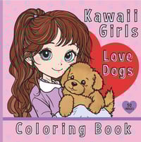 kawaii girls love dogs coloring book