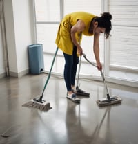 a lady mopping and vaccuming