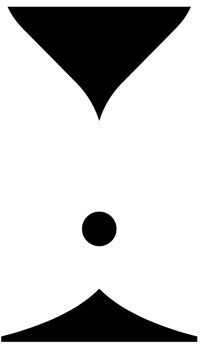 minimalist shape representing the sand in a hourglass