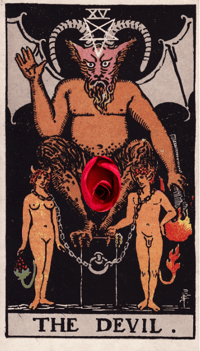 Devil tarot card used in IoPT ritual for anxiety, fear, and ancestral healing