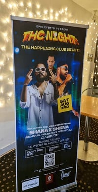 Event sign at the entrance for the THC Night - The Happening Club Night