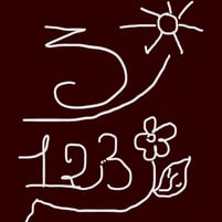 illustration naive avec les chiffres 1 2 et 3, fleur et soleil