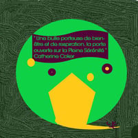 illustrations rond avec porte jaune comme une maison, formes géométriques, petite phrase,, vert, lumineux