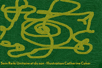 dessin chamanique or sur herbe verte