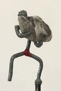 Hercul, height 138cm (with stand), Welded sculpture with steel and stone