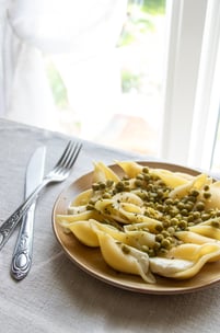 Pâtes petits pois mozzarella