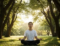 Person meditating outdoors, symbolizing mind-body-emotion-energy healing