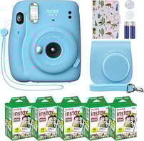 Fujifilm Instax Mini 11 Instant Camera Sky Blue + Custom Case Fuji Film Value Pack