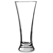 a glass vase with a glass of beer on a white background