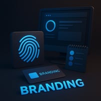 un écran d'ordinateur avec une empreinte digitale dessus symbolisant le branding