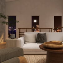 Diseño final, espacio lindo con un sofa correcta iluminación
