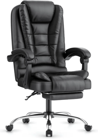 naspaluro Silla con Reposapiés, Reclinable Ergonómico de Altura Ajustable, Silla de Ordenador, Negro