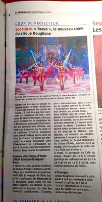 les médias plébiscitent le Cirque d'Hiver Bouglione On Tour à Brest en 2016