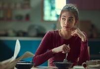 Big Basket, One For Love, ad film, Aditya Satyajit, Woman in a red shirt is sitting at a table, TVC