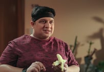 Man in red shirt with a banana, Aditya Satyajit, Big Basket, One For Love, Ad Film